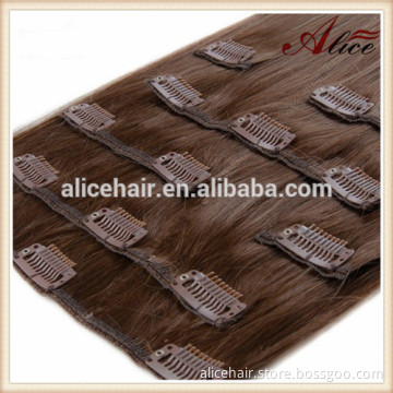 Cheap indian remy double drawn clip hair extensions
